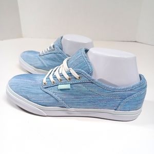 Vans Atwood Striped Blue Aqua Green Padded Tongue Ankle Women's Size 6.5 Sneaker